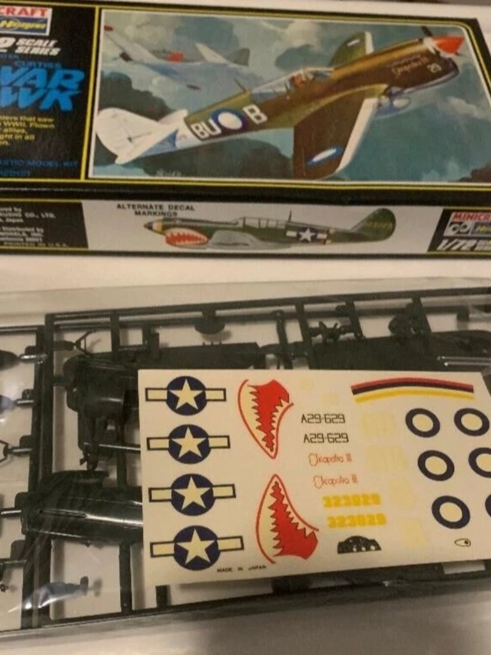 Vtg Hasegawa/Minicraft 1/72nd Scale P-40N Curtiss War Hawk Kit No. 115 LOT#58-24